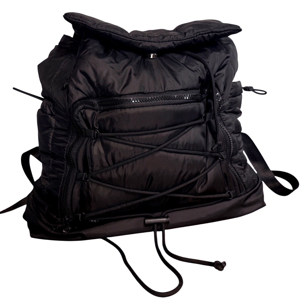 Blogilates Backpack Women Black Puffer Quilted Gym Bag Bottom Shoe Compartment